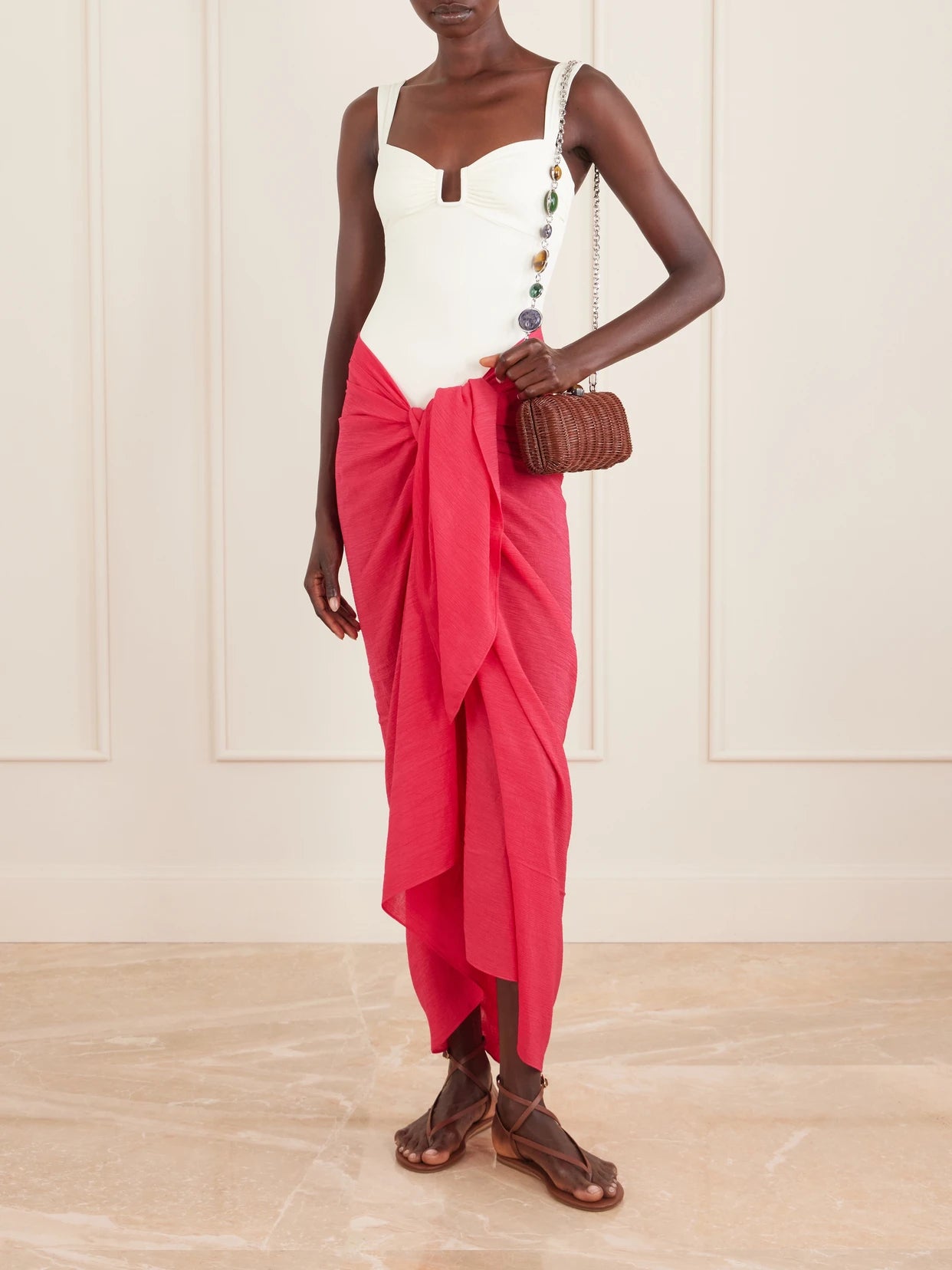 Image of Swimwear. Product name - Gathered Gauze Coverup in Multi colour by brand - Away That Day