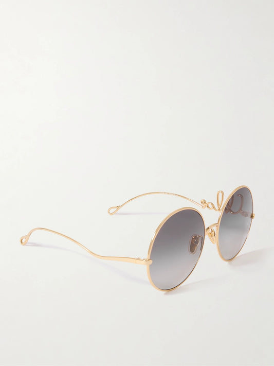 Iconic Round-frame Gold-tone Sunglasses