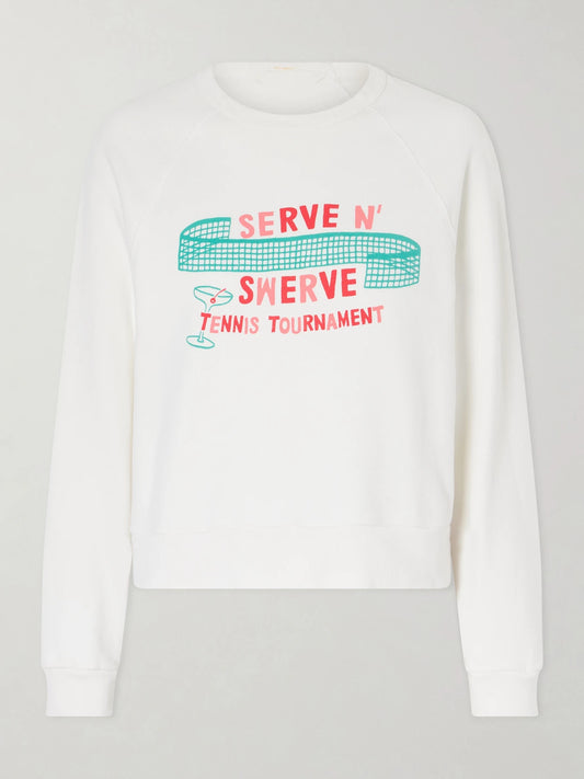 Image of Sleepwear & Loungewear. Product name - The Itty Concert Printed Cotton-jersey Sweater in Off-white colour by brand - Mother