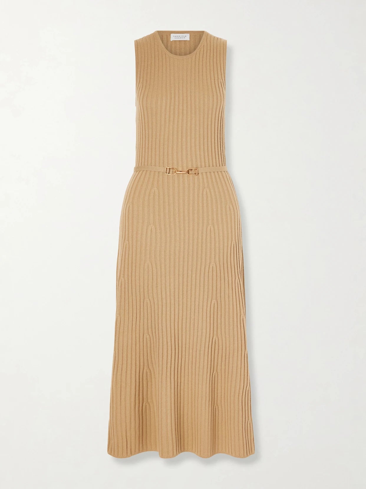 Meier Belted Ribbed Wool And Cashmere Midi Dress