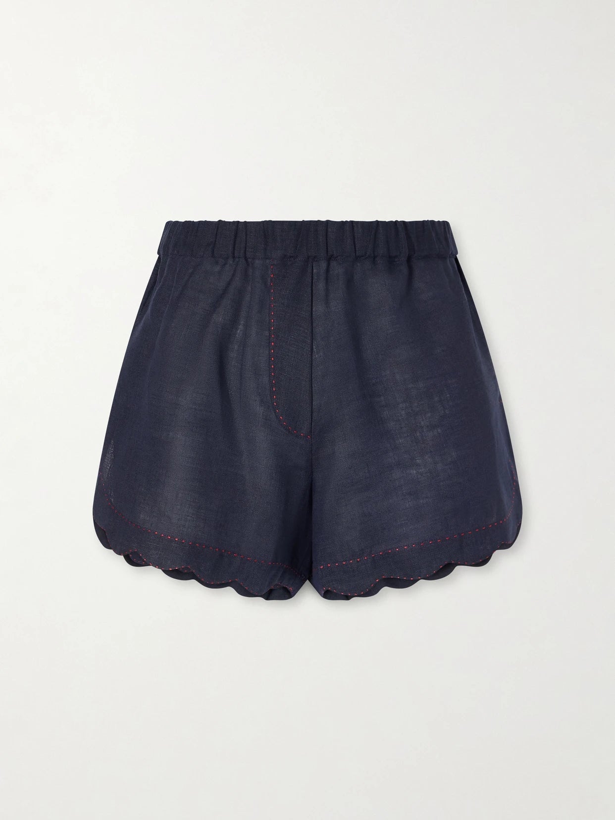 Gatsby Scalloped Broderie Anglaise-trimmed Linen Shorts