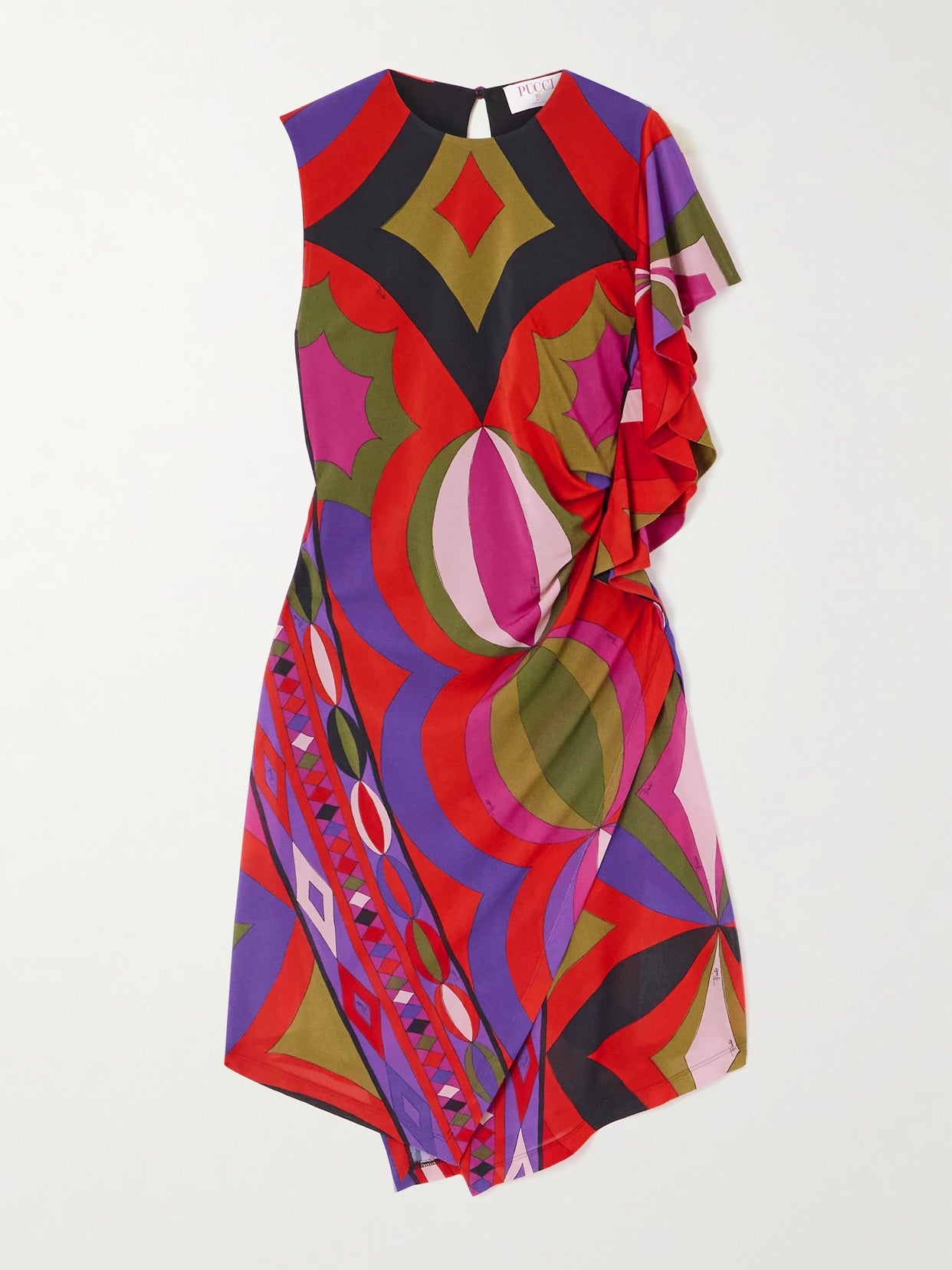 Image of Dresses. Product name - Printed Jersey Mini Dress in Multi colour by brand - PUCCI