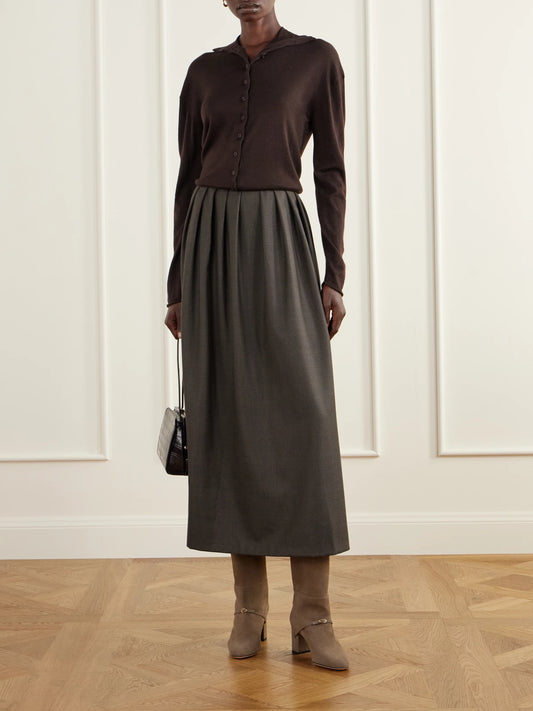 Image of Boots. Product name - Sami 65 Buckle-detailed Suede Knee Boots in Taupe colour by brand - Jennifer Chamandi