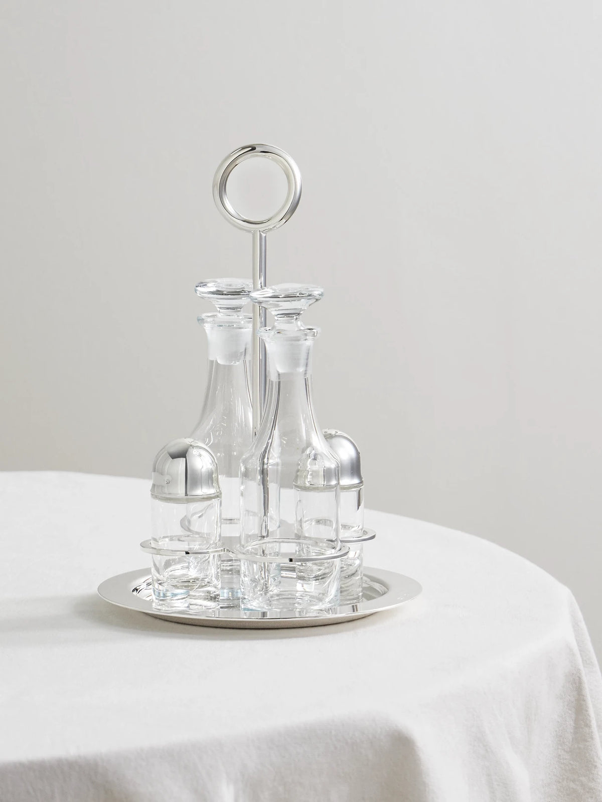 Vertigo Crystal And Silver-plated Condiment Set