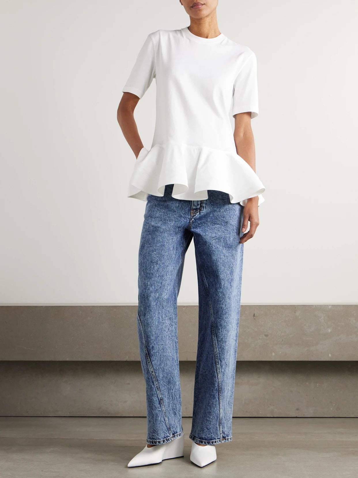 Image of Jeans. Product name - Paneled Jeans in Blue colour by brand - Alaïa