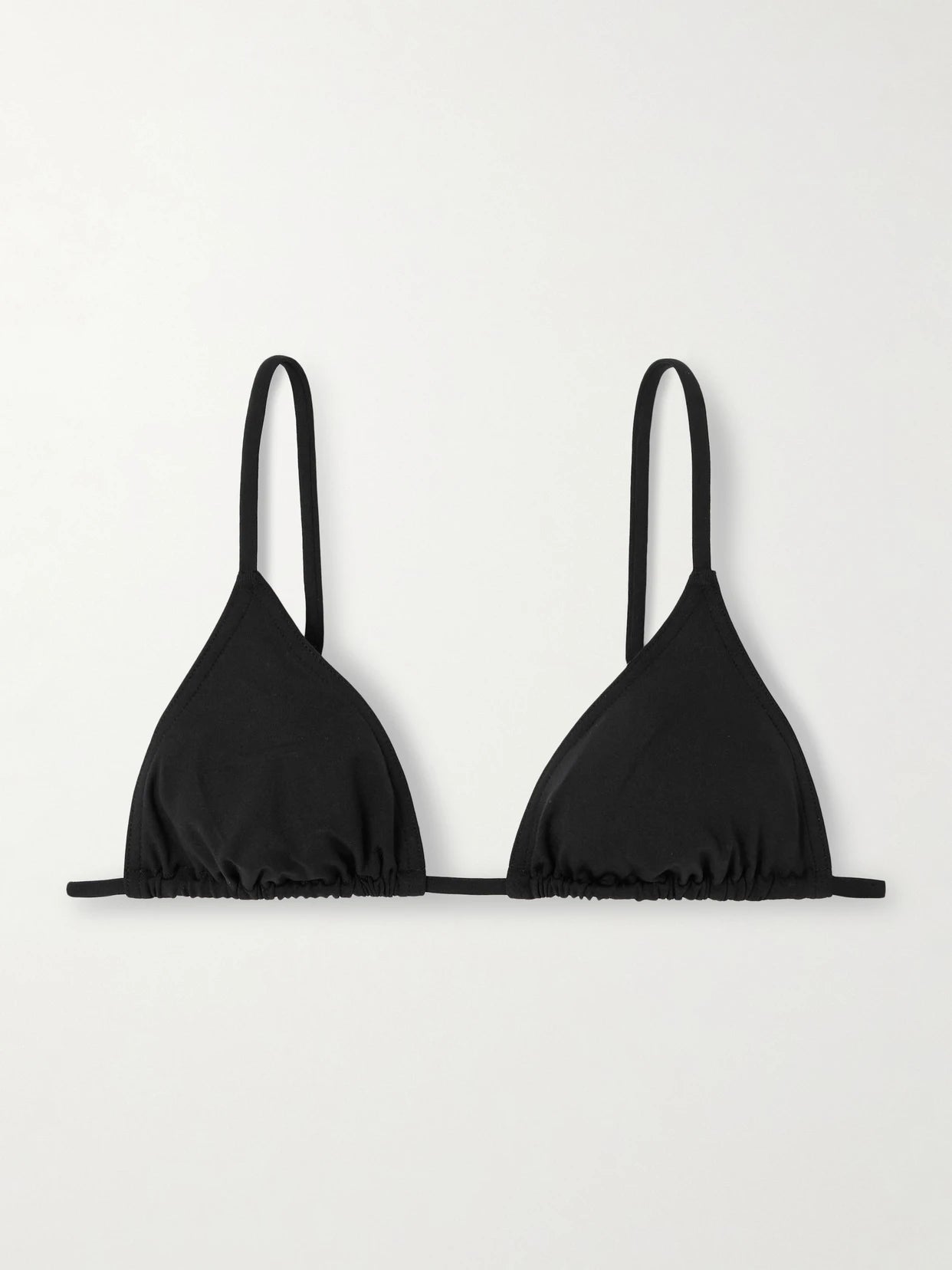 Image of Swimwear. Product name - Les Permanents Mouna Triangle Bikini Top in Black colour by brand - Eres
