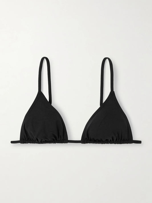 Image of Swimwear. Product name - Les Permanents Mouna Triangle Bikini Top in Black colour by brand - Eres