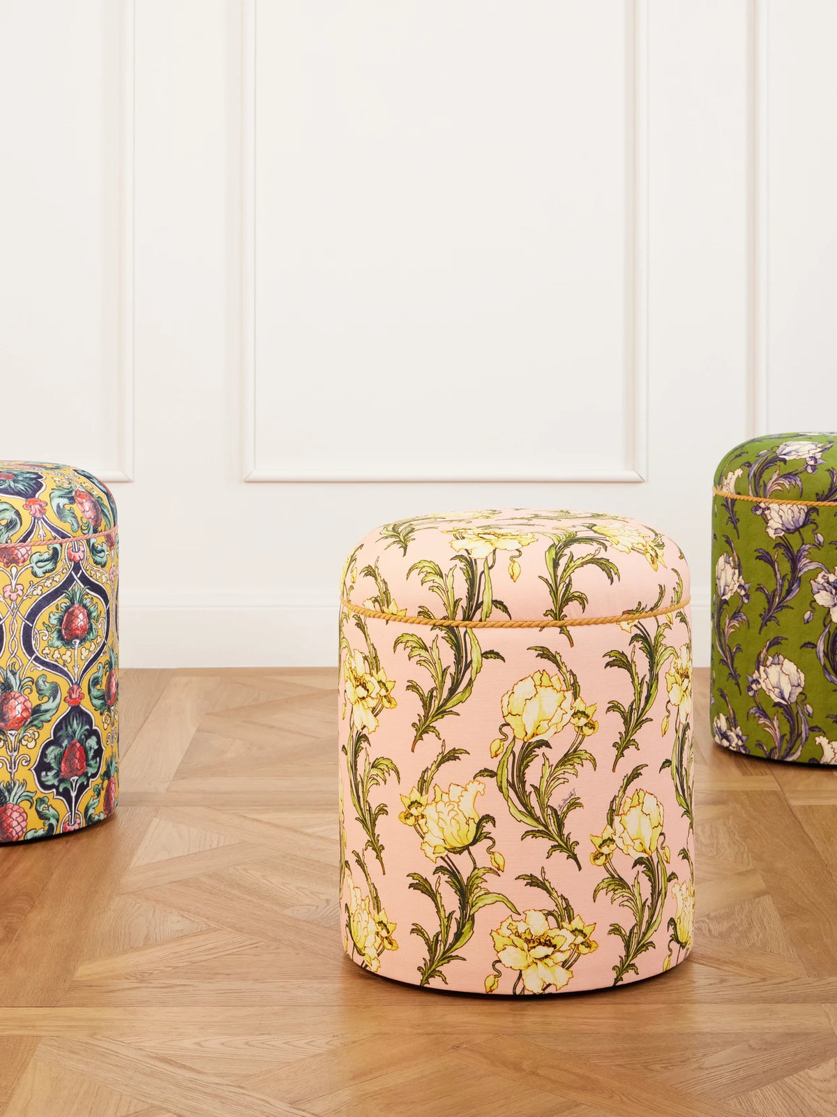 Image of Decor. Product name - Baba' Printed Canvas Pouf in Multi colour by brand - La DoubleJ