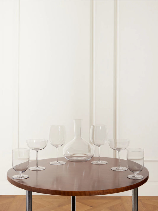 + Polka Crystal Decanter And Wine, Champagne And Water Glasses Set