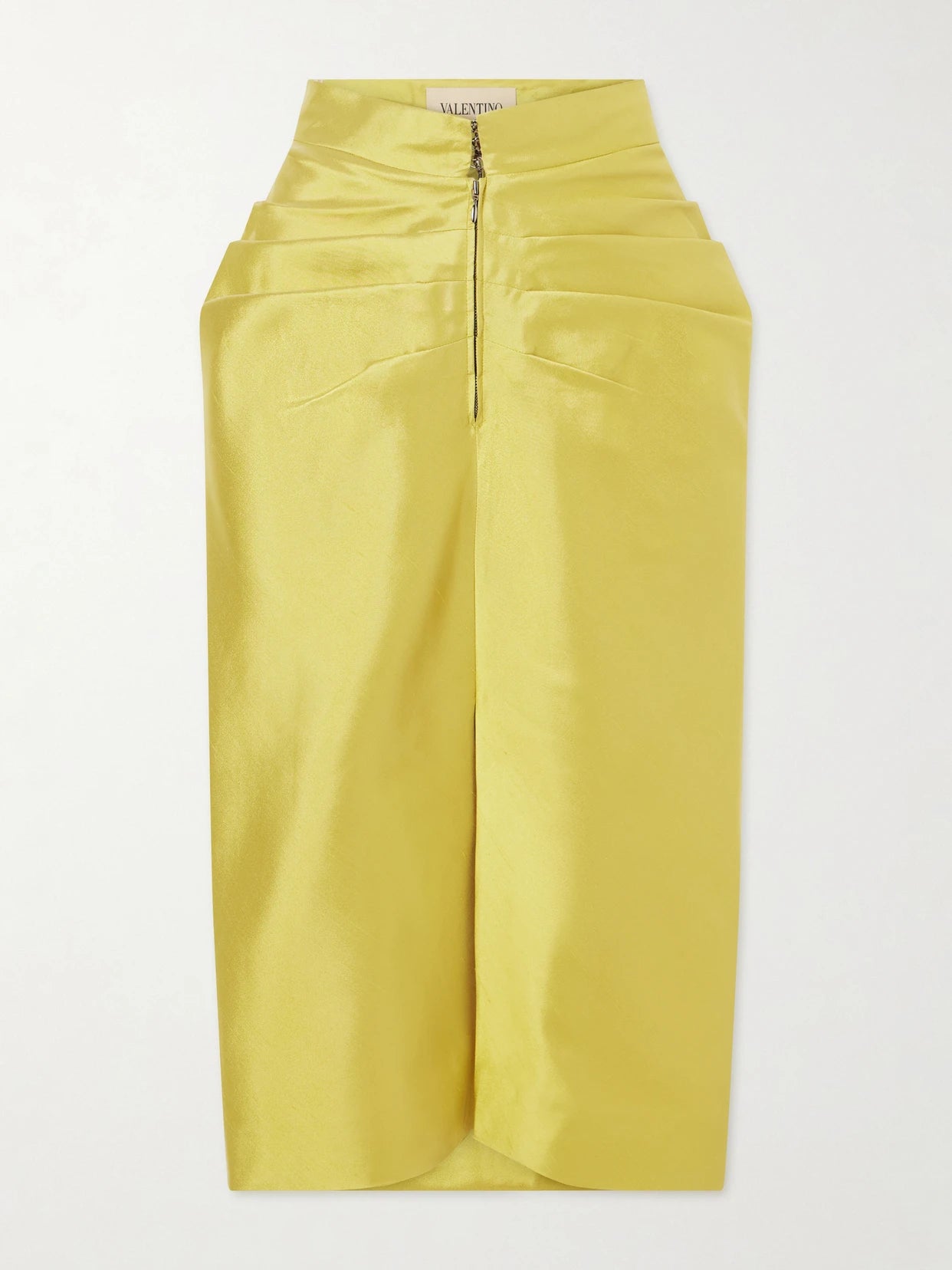 Ruched Silk-shantung Midi Skirt