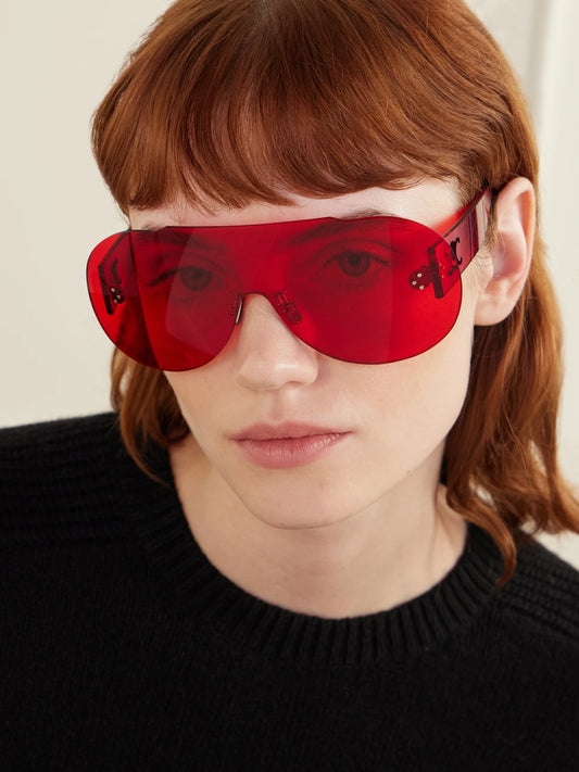 Image of Sunglasses. Product name - Sundown Shade Aviator-style Injection Sunglasses in Red colour by brand - CELINE Eyewear