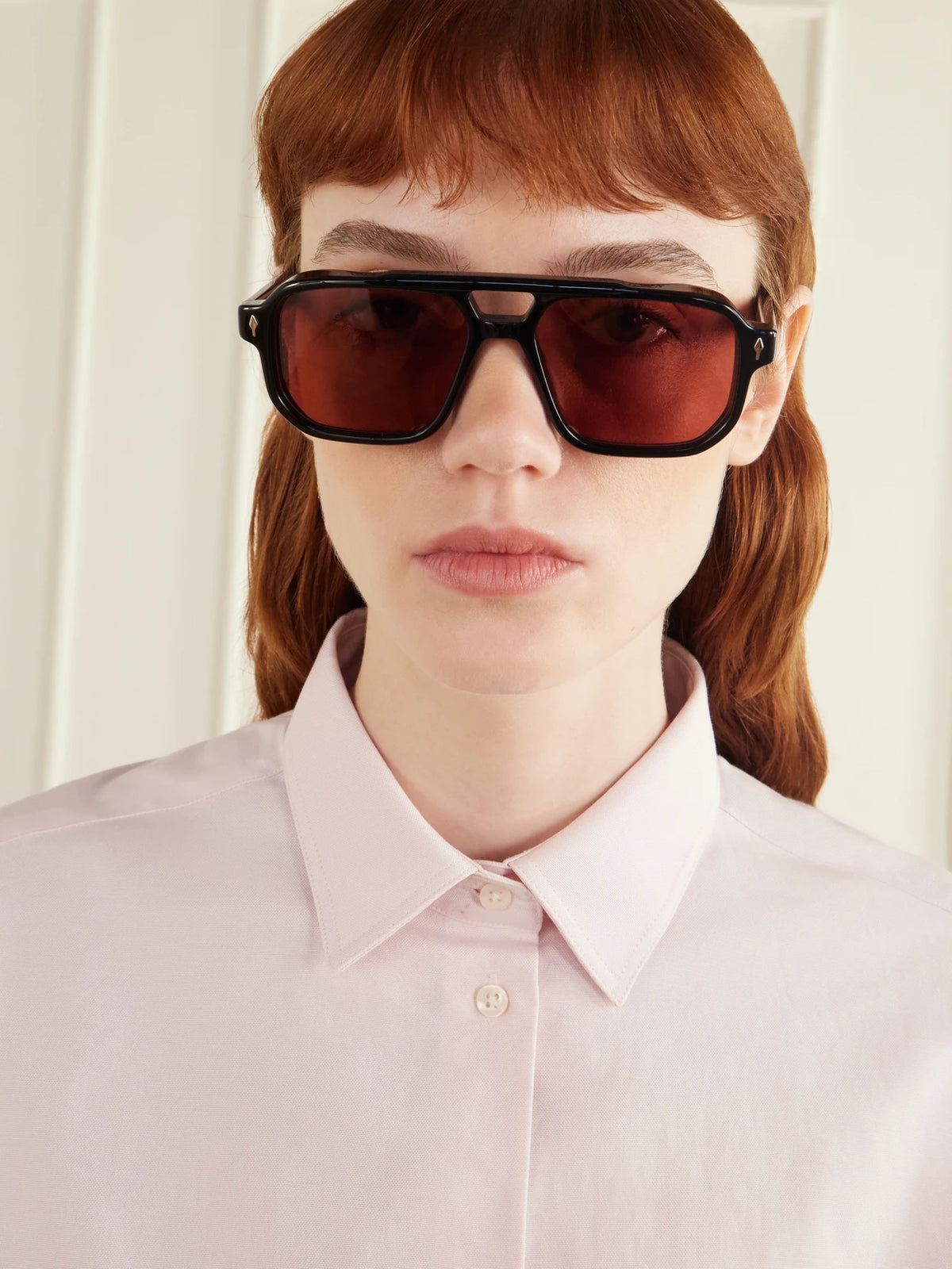 Image of Sunglasses. Product name - Evans Aviator-style Acetate Sunglasses in Black colour by brand - Jacques Marie Mage