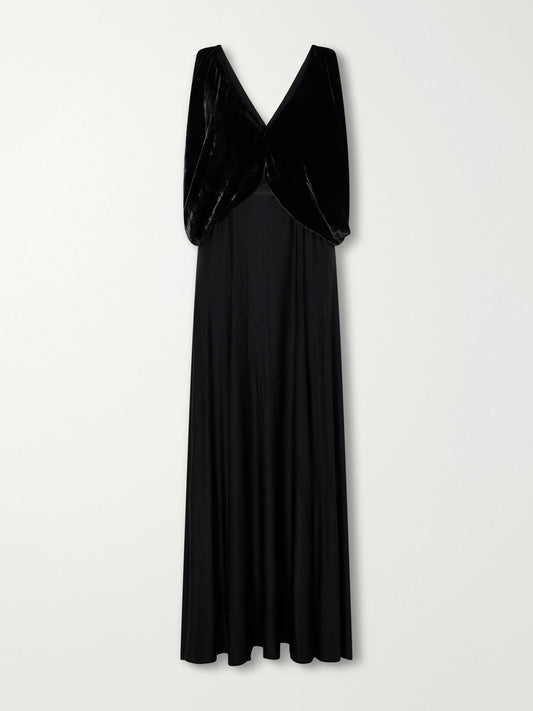 Abadia Laila Draped Velvet And Twill Gown