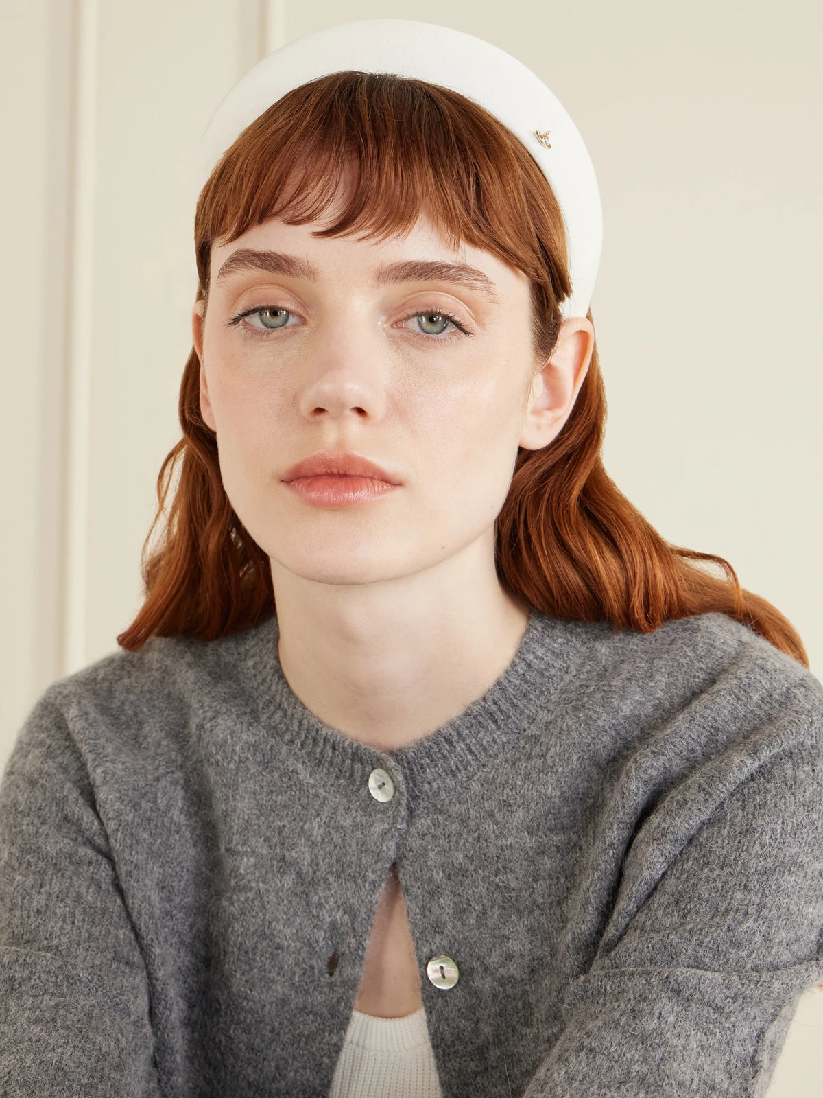 Image of Accessories. Product name - Domi Embellished Twill Headband in White colour by brand - Vivienne Westwood
