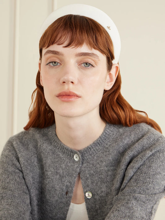 Image of Accessories. Product name - Domi Embellished Twill Headband in White colour by brand - Vivienne Westwood
