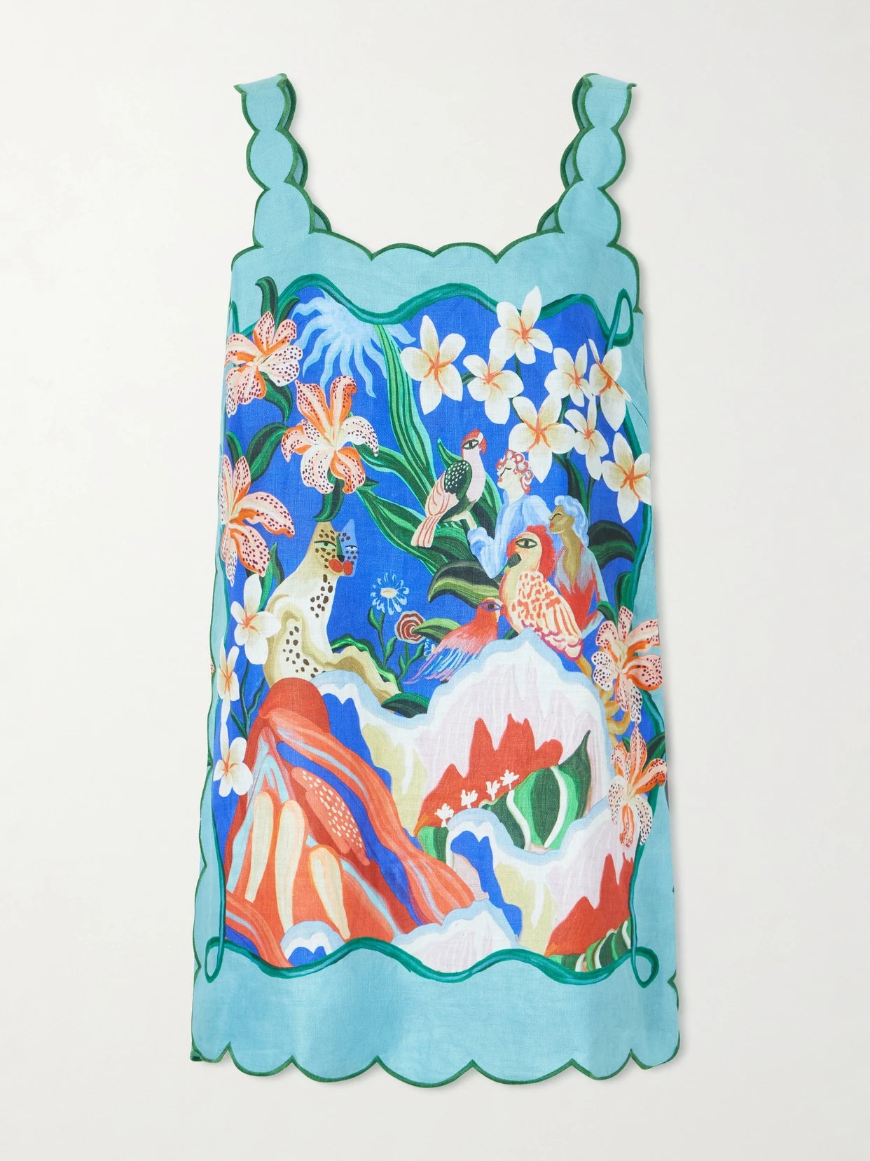 Garden Of Life Floral-print Linen Mini Dress