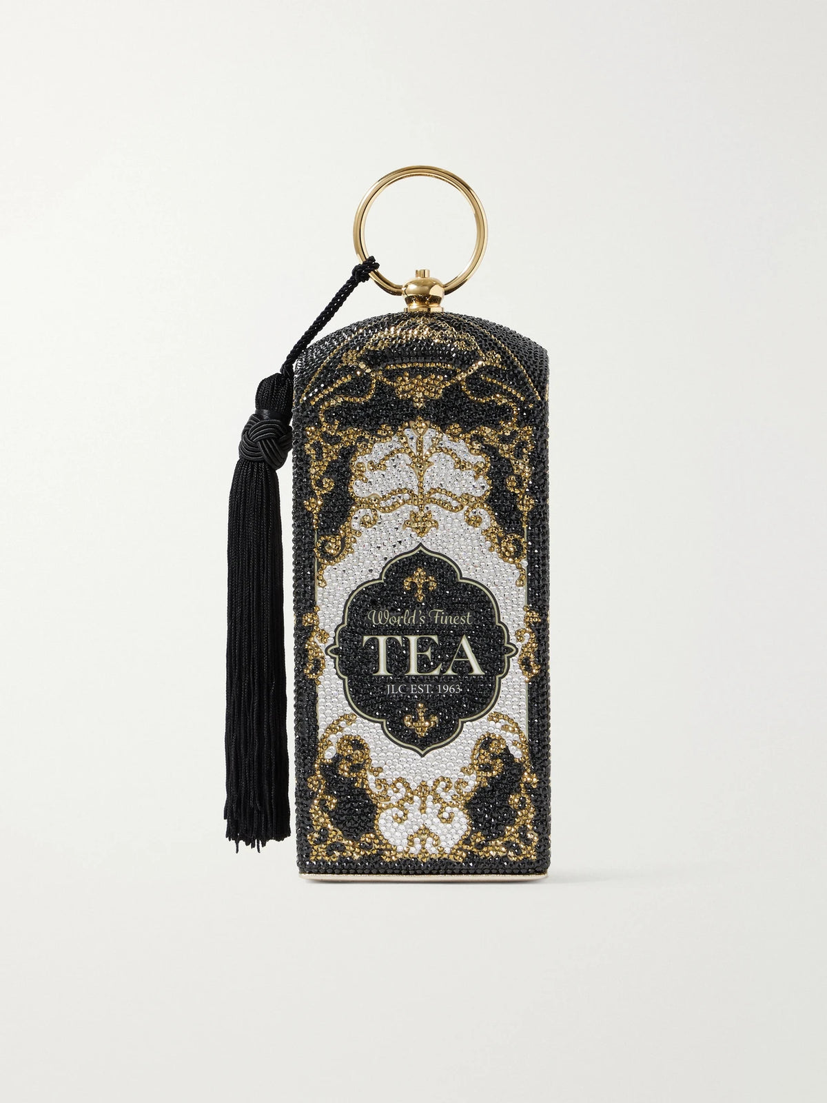 Tea Crystal-embellished Gold-tone Clutch