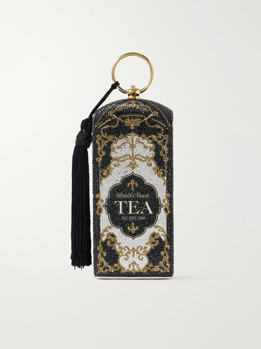 Judith Leiber Couture Tea Crystal-embellished Gold-tone Clutch