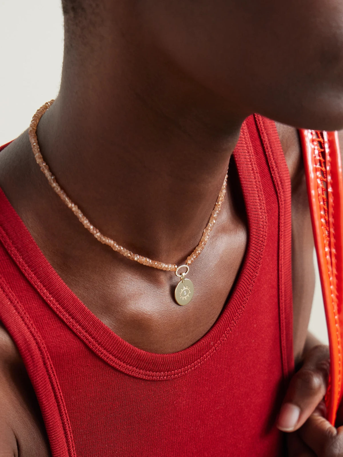 Image of Necklaces. Product name - Evil Eye 14-karat Gold, Zircon And Diamond Necklace in Multi colour by brand - Diane Kordas