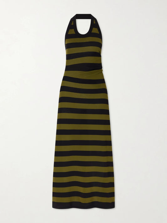 Fran Striped Cotton-knit Midi Dress