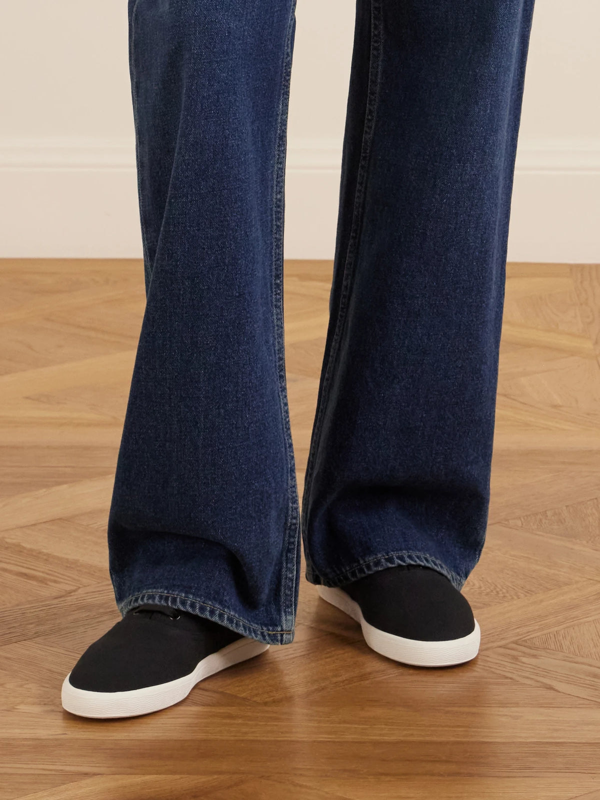Image of Sneakers. Product name - Fynn Cotton-canvas Sneakers in Black colour by brand - The Row
