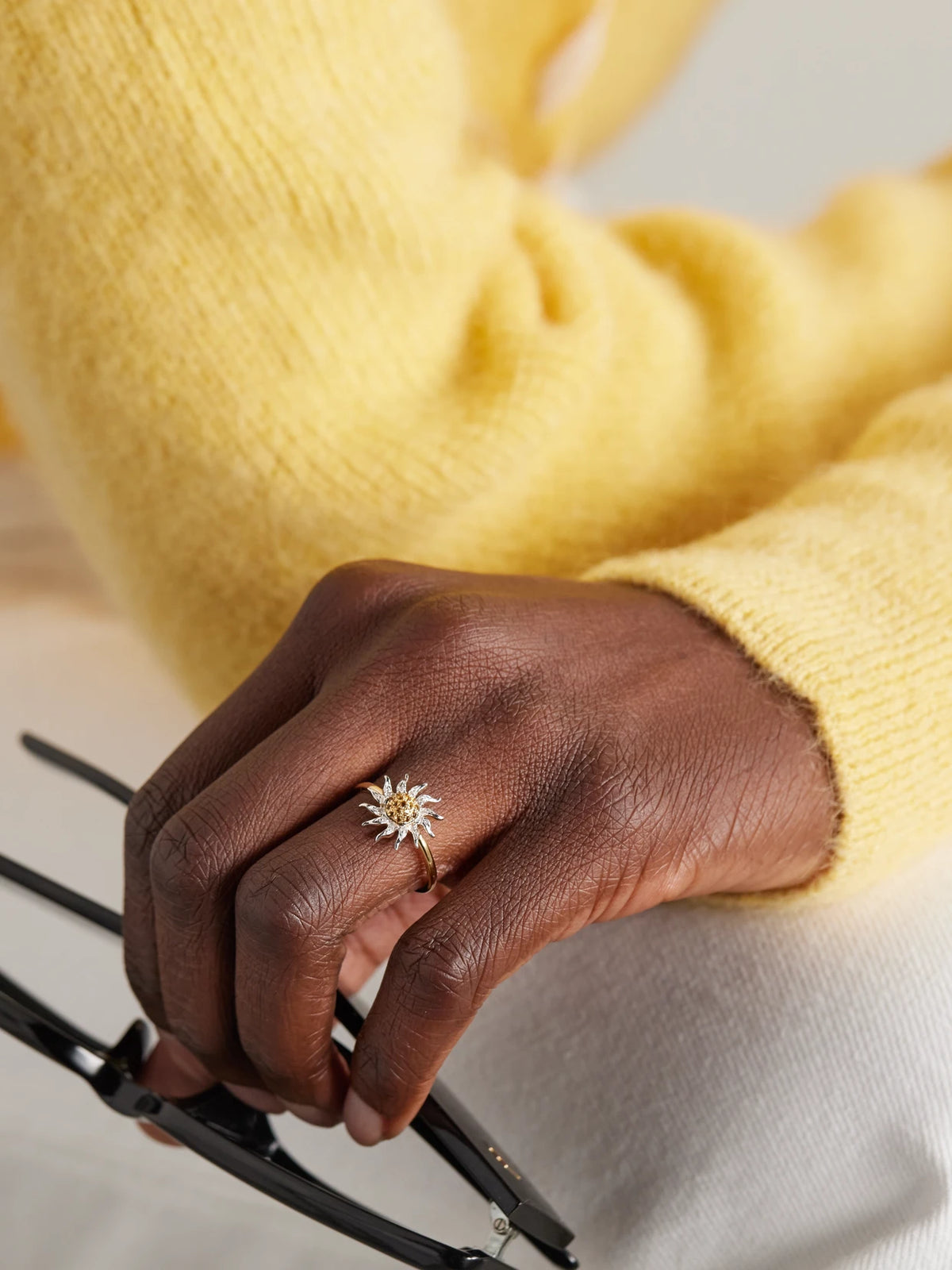 Image of Rings. Product name - Mini Soleil 18-karat Yellow And White Gold, Diamond And Citrine Ring in Multi colour by brand - Yvonne Léon