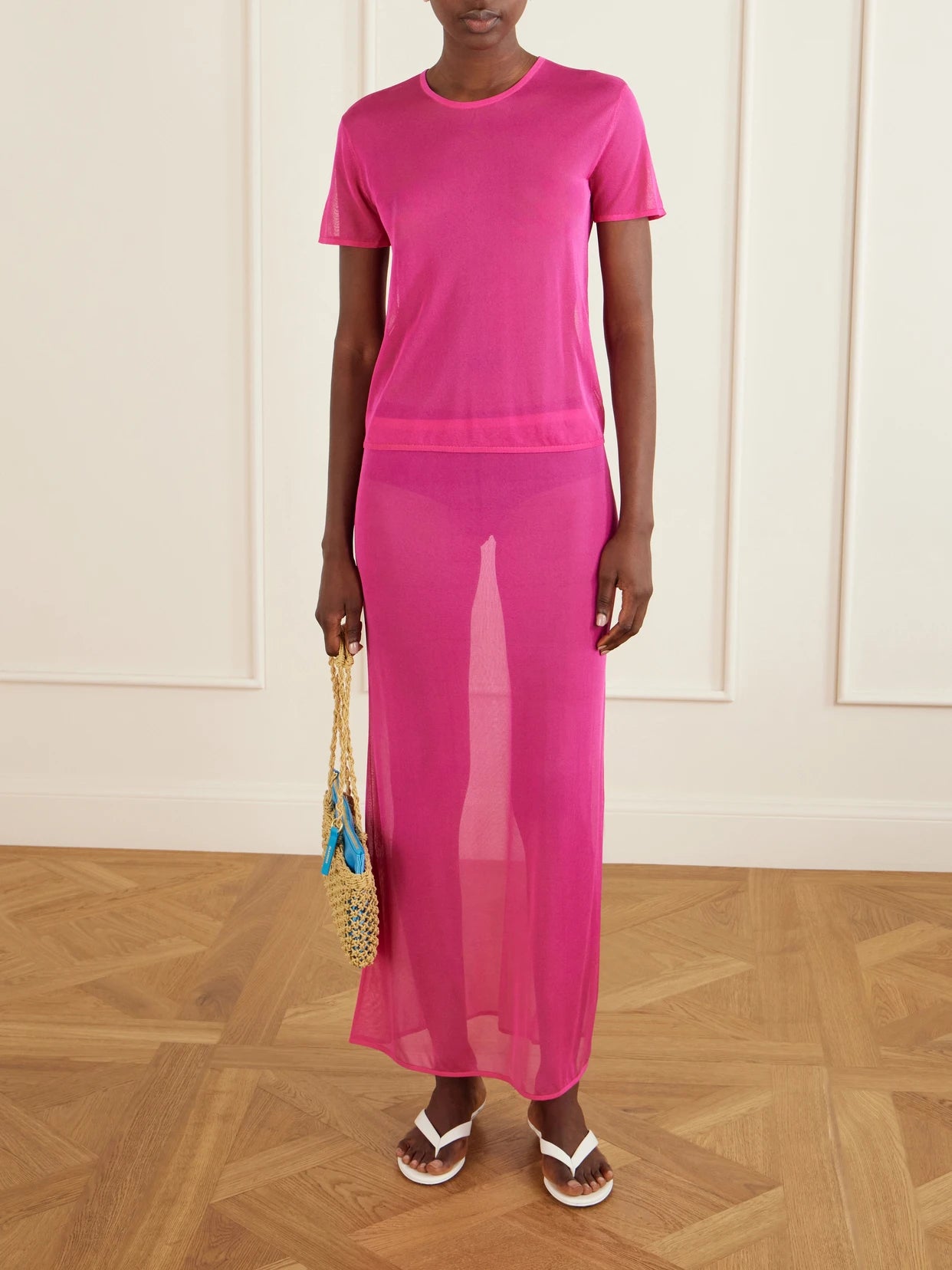 Image of T-Shirts. Product name - Jack Knitted T-shirt in Pink colour by brand - LESET