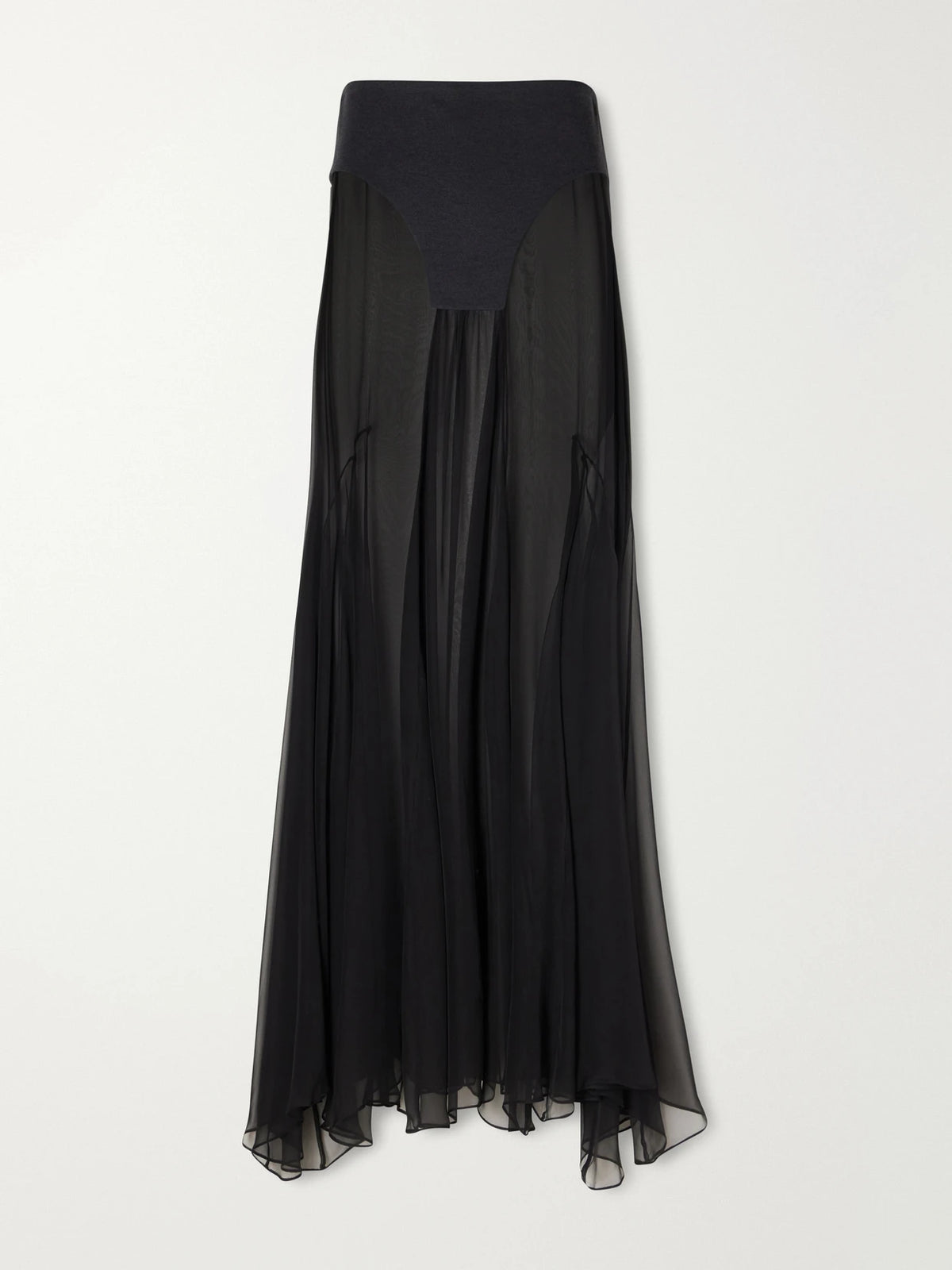 Jean Paul Gaultier Paneled Silk-chiffon And Jersey Maxi Skirt