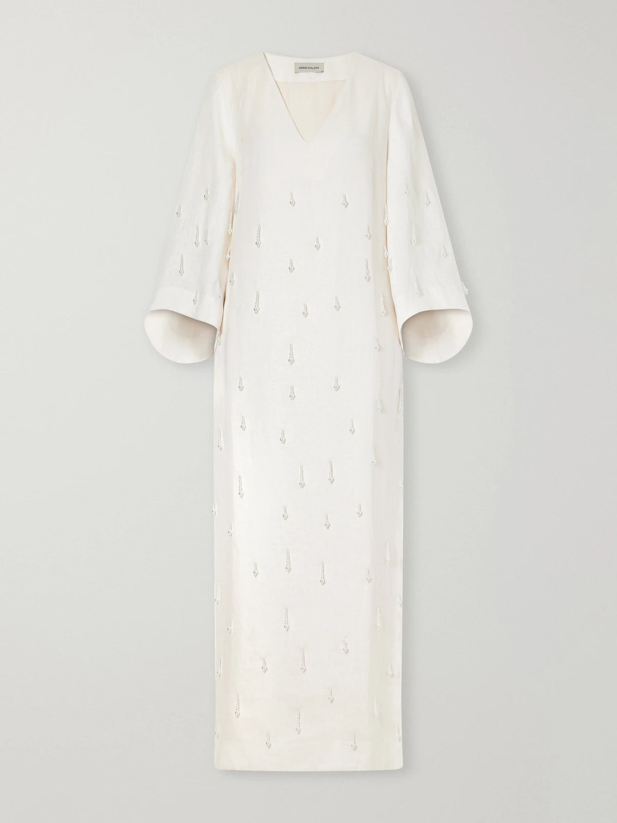 Andres Otalora Velar Embellished Linen-woven Maxi Dress