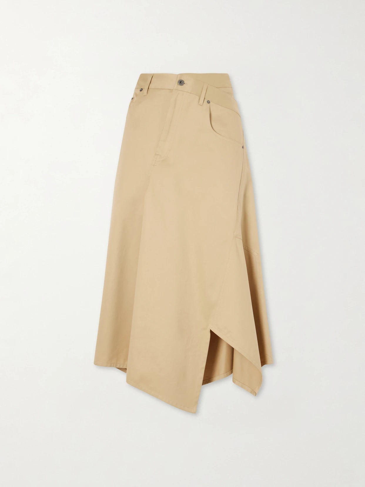 Asymmetrical Cotton-gabardine Midi Skirt