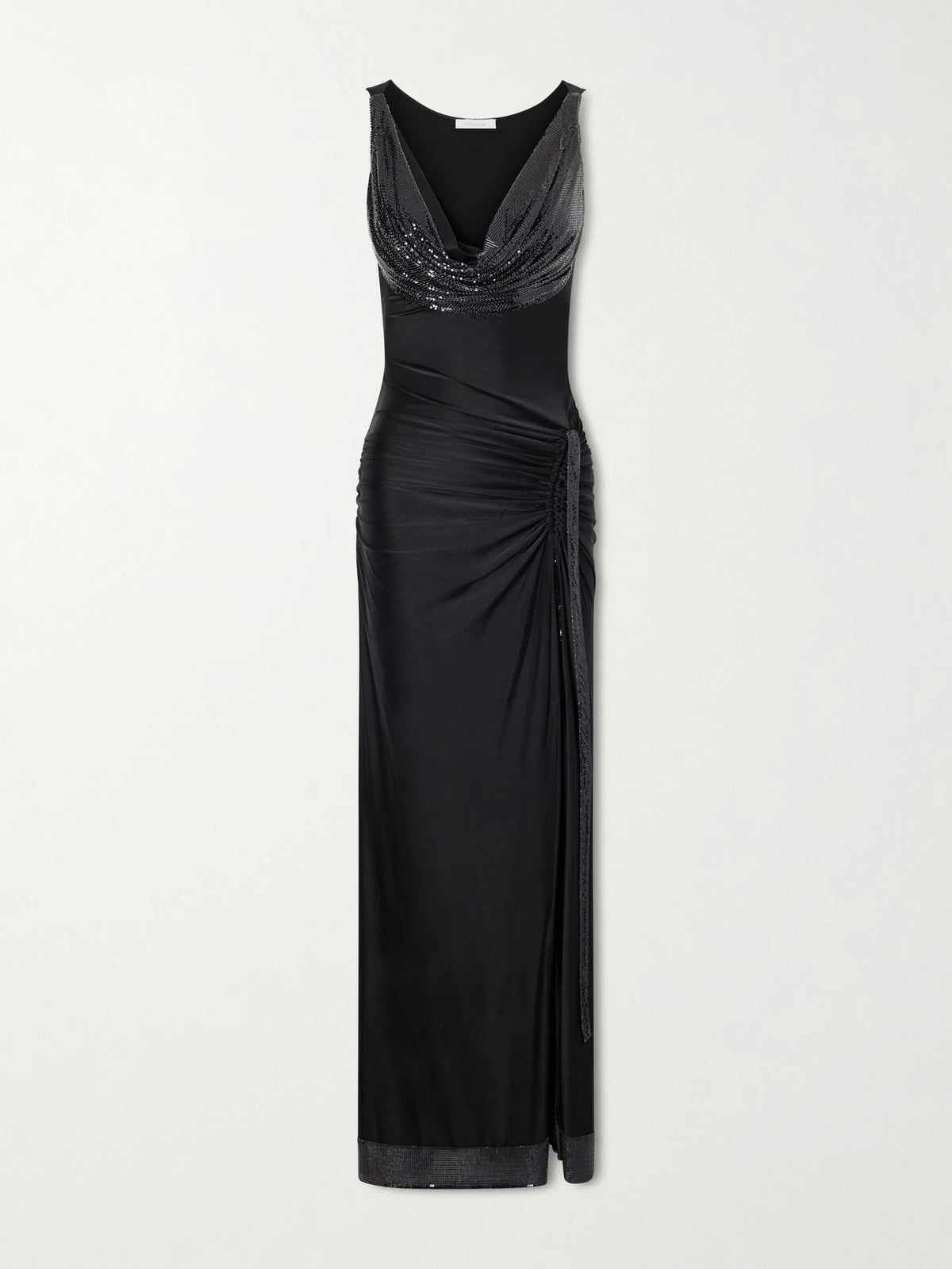 Mesh-detailed Jersey-satin Maxi Dress