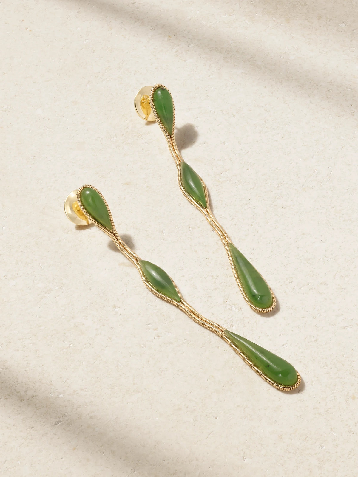 Fluid 18-karat Gold Jade Earrings