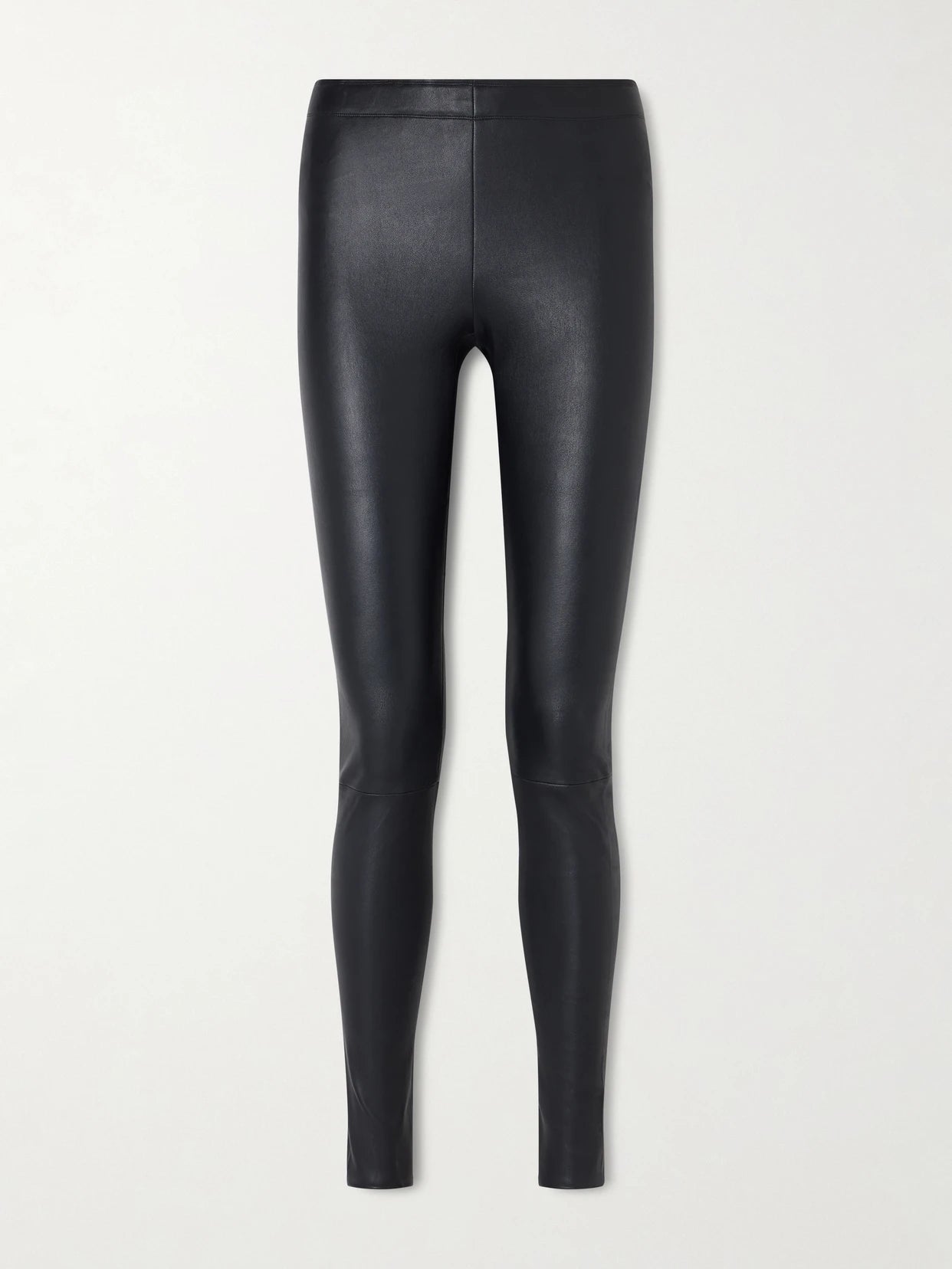 Image of a model wearing Pants. Product name - Carolyn Leather Leggings in Black colour by brand - STOULS