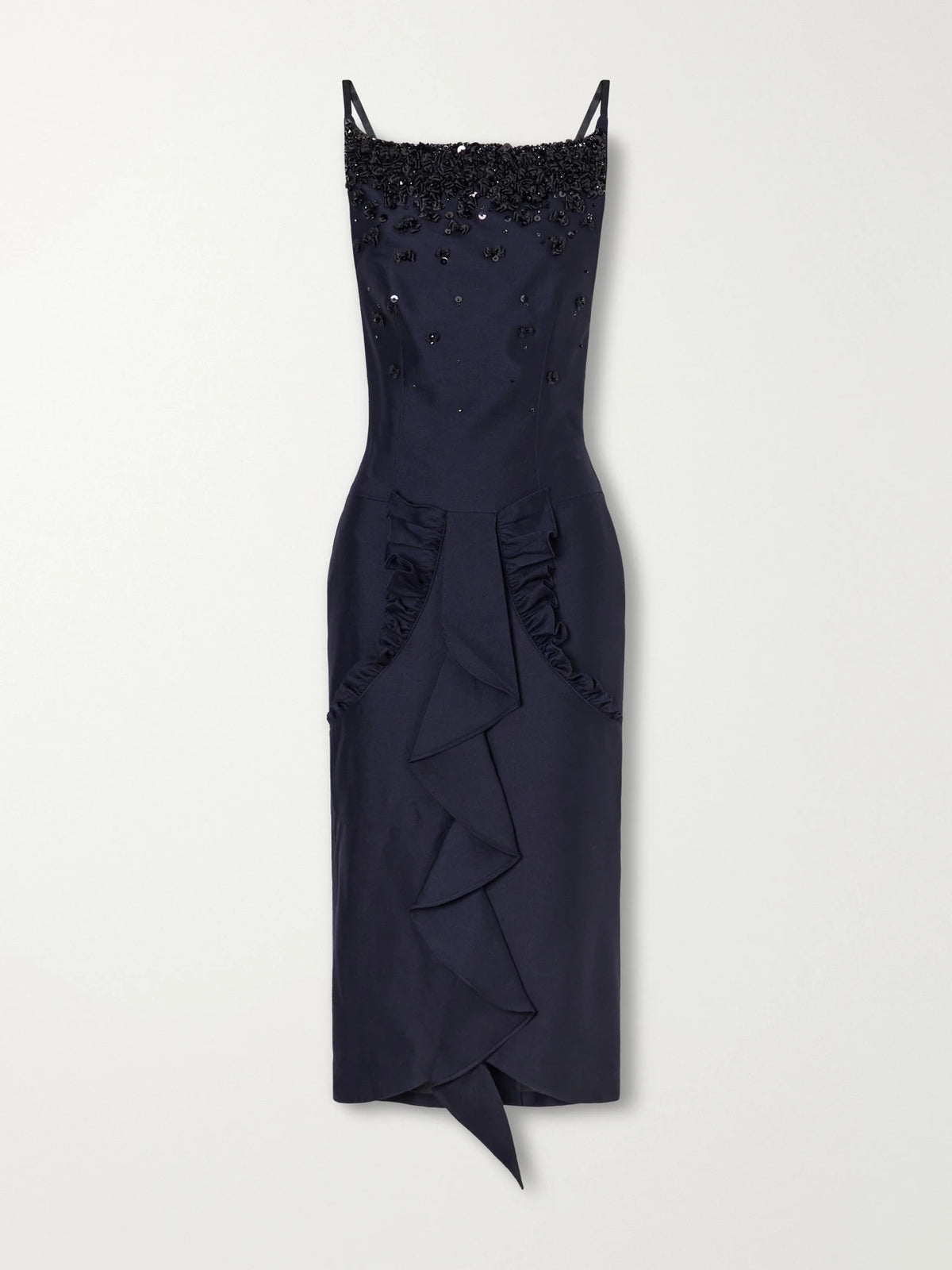 SHUSHU/TONG Embellished Ruffled Crepe Midi Dress