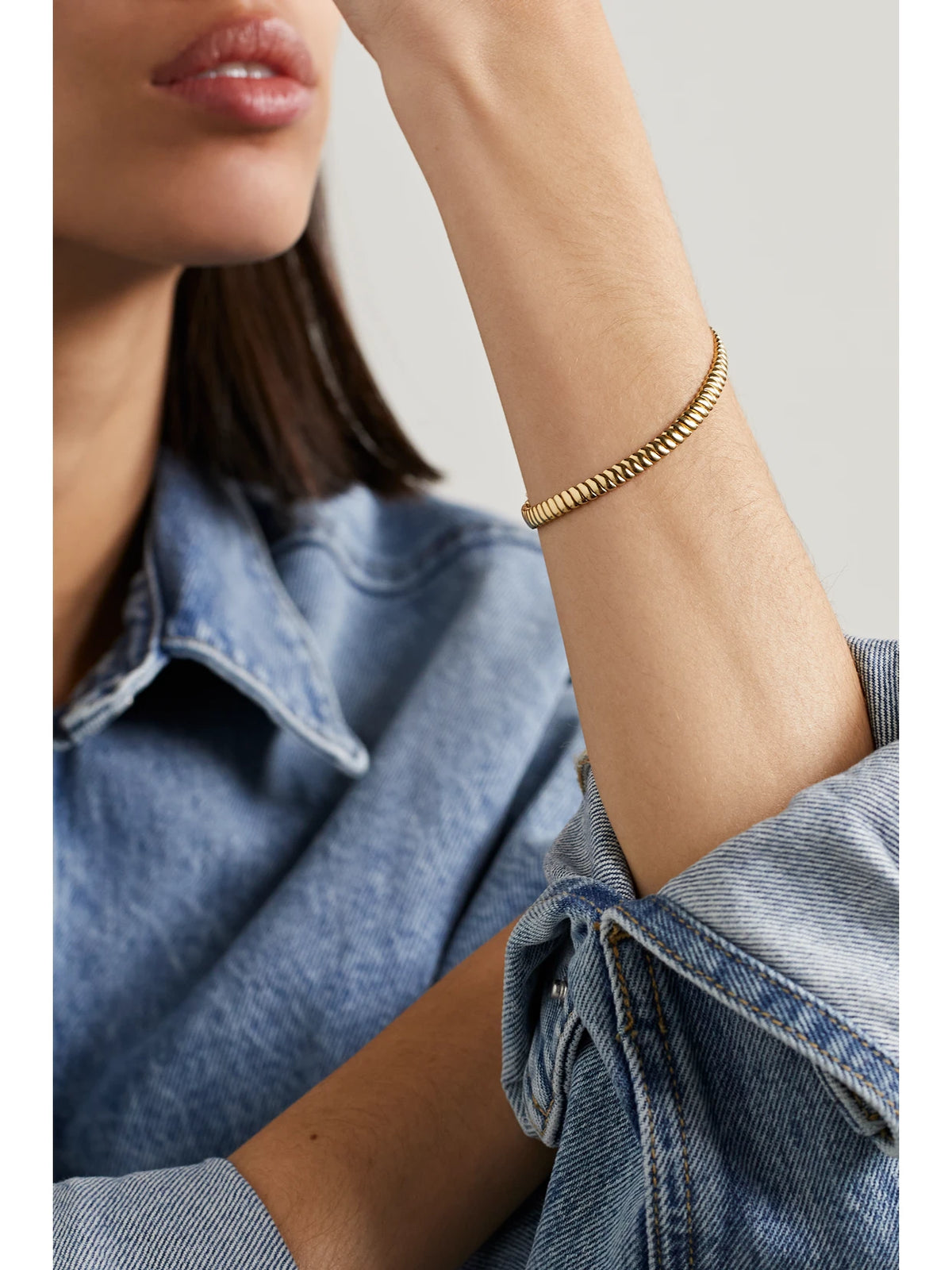 Image of Bracelets. Product name - Zoe Thin 18-karat Yellow Gold Bracelet in Multi colour by brand - Anita Ko