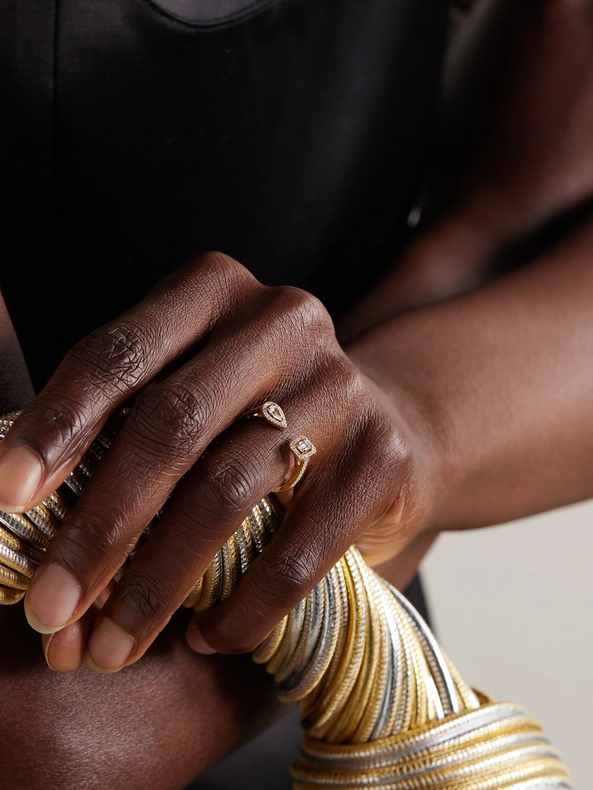 Image of Rings. Product name - My Twin Toi & Moi 18-karat Gold Diamond Ring in Multi colour by brand - Messika