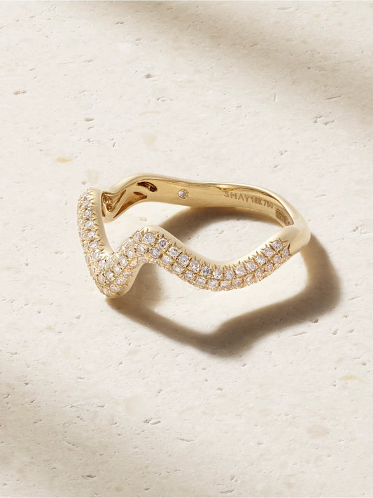 Wave 18-karat Gold Diamond Ring
