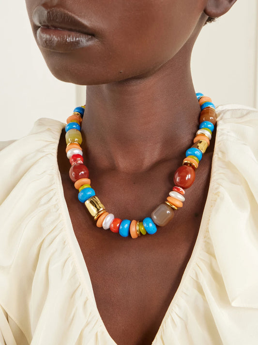 Souvenir Gold-plated Multi-stone Beaded Necklace