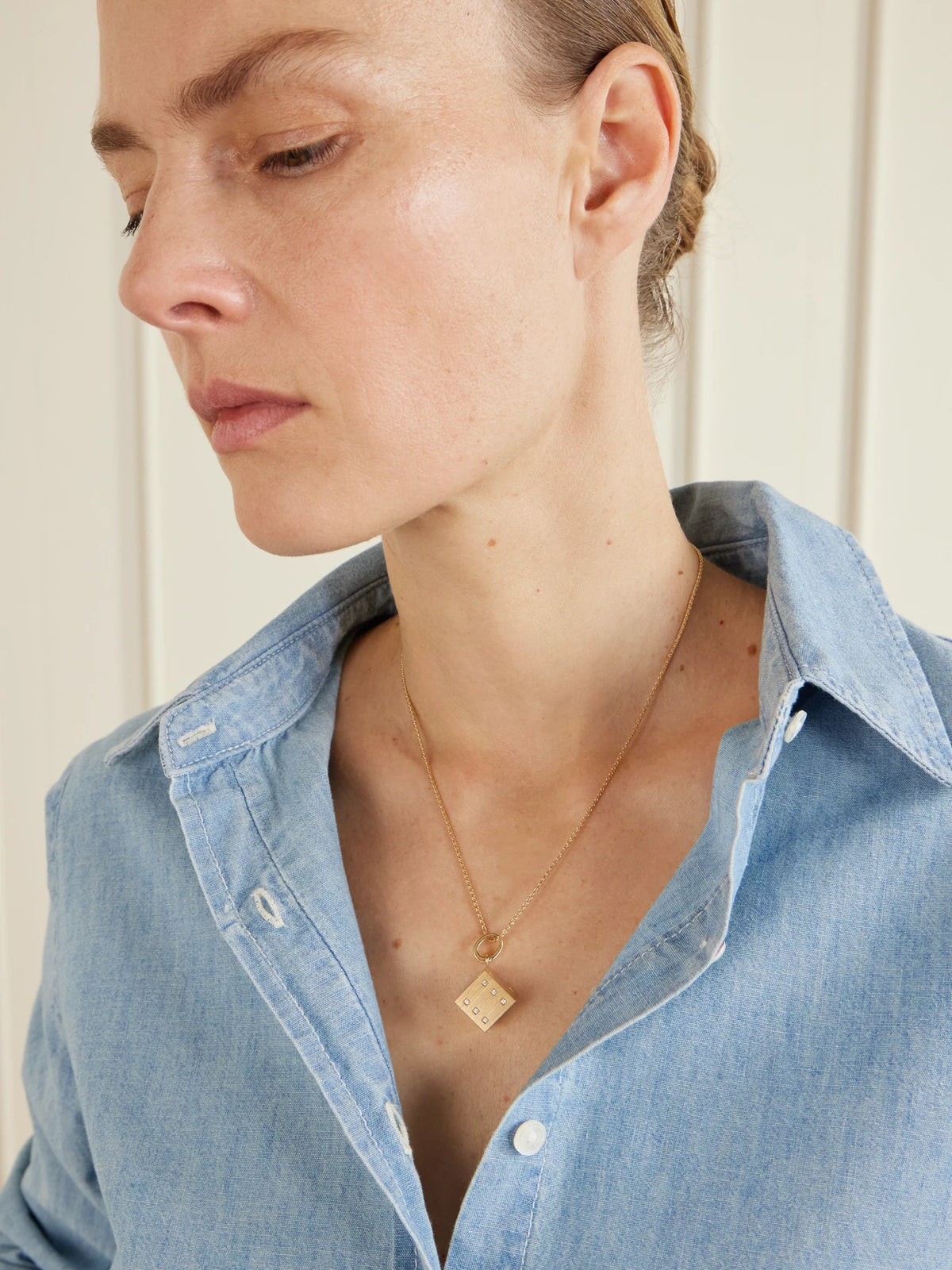 Image of Necklaces. Product name - Dado 18-karat Gold Diamond Necklace in Multi colour by brand - Marie Lichtenberg