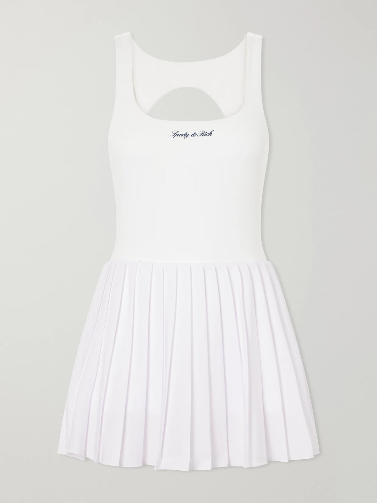 Sporty & Rich Open-back Pleated Stretch-jersey Tennis Dress