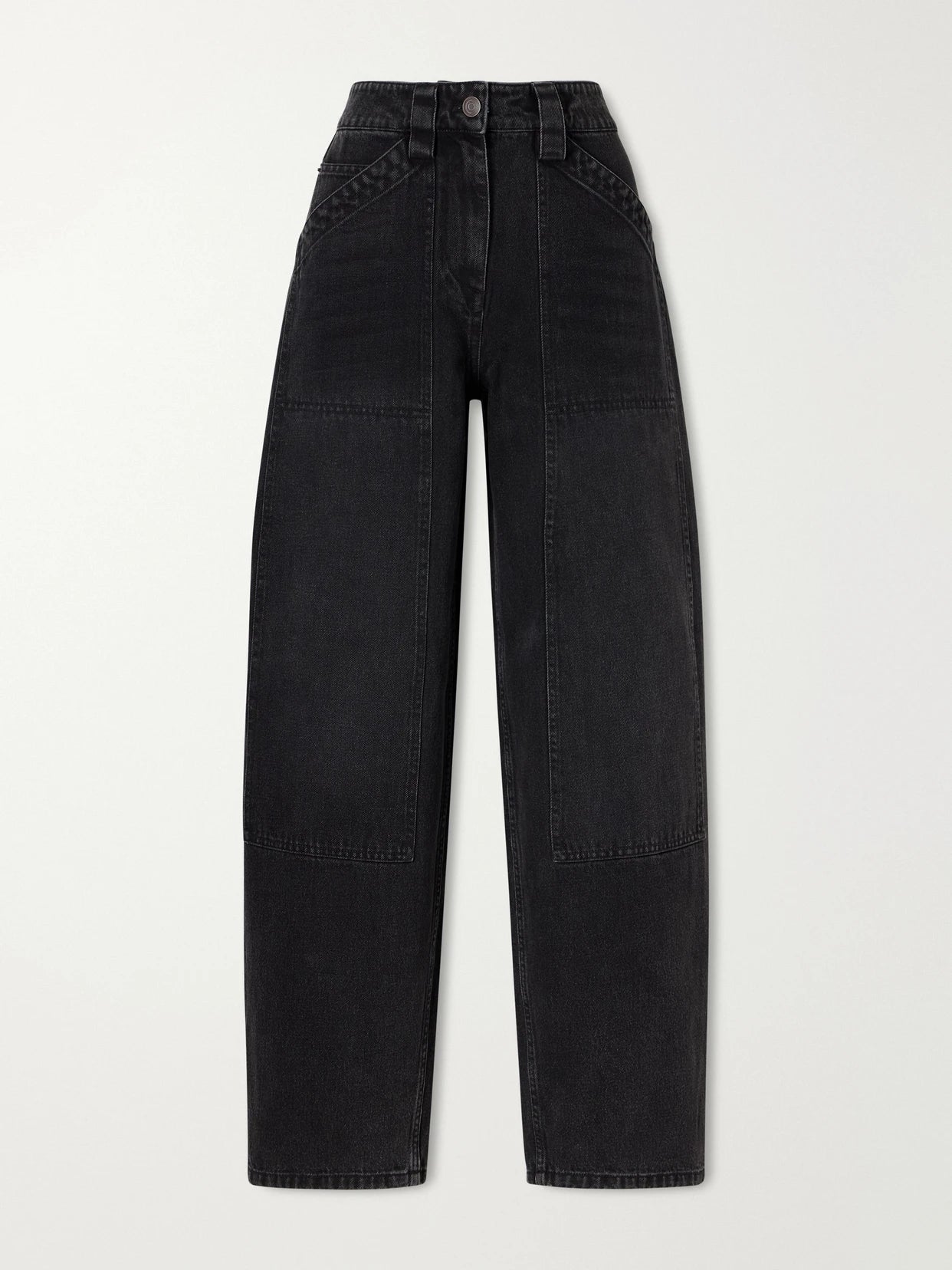 Image of Jeans. Product name - Paneled High-rise Wide-leg Balloon Jeans in Black colour by brand - Co