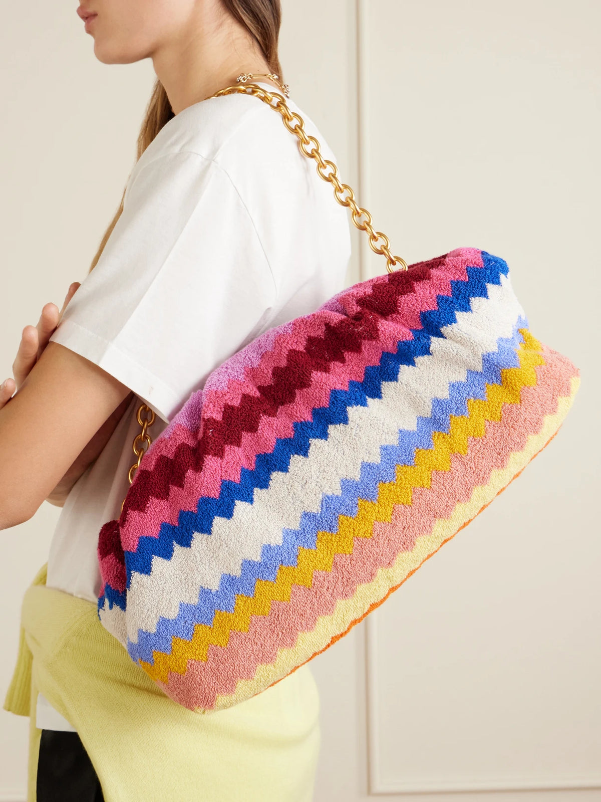 Image of Bags. Product name - Large Striped Terry Pouch in Multi colour by brand - Missoni