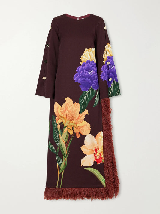 Borgo de Nor Brunetta Floral-print Cotton-blend Jacquard Maxi Dress