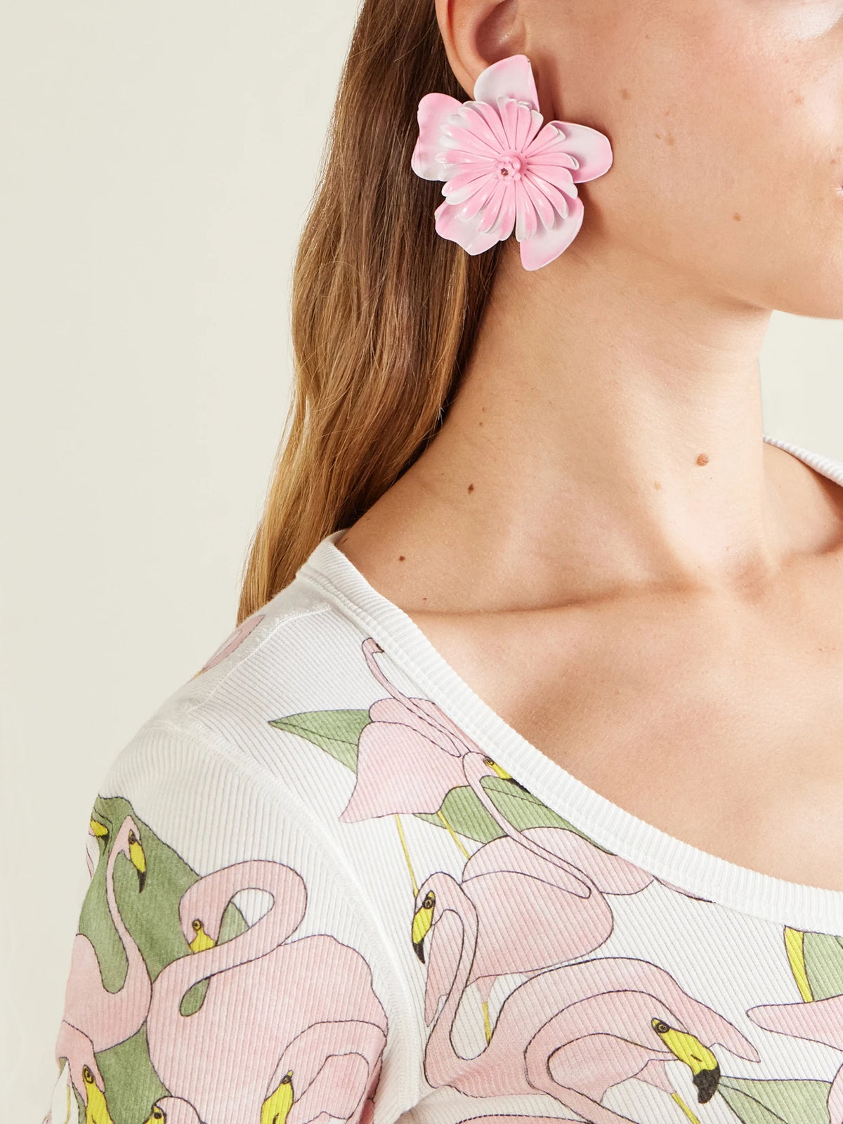 Image of Earrings. Product name - Gold-tone Resin Earrings in Baby pink colour by brand - Chloé