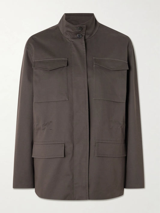 Image of Coats & Jackets. Product name - Floriane Stretch Cotton And Cashmere-blend Field Jacket in Brown colour by brand - The Row