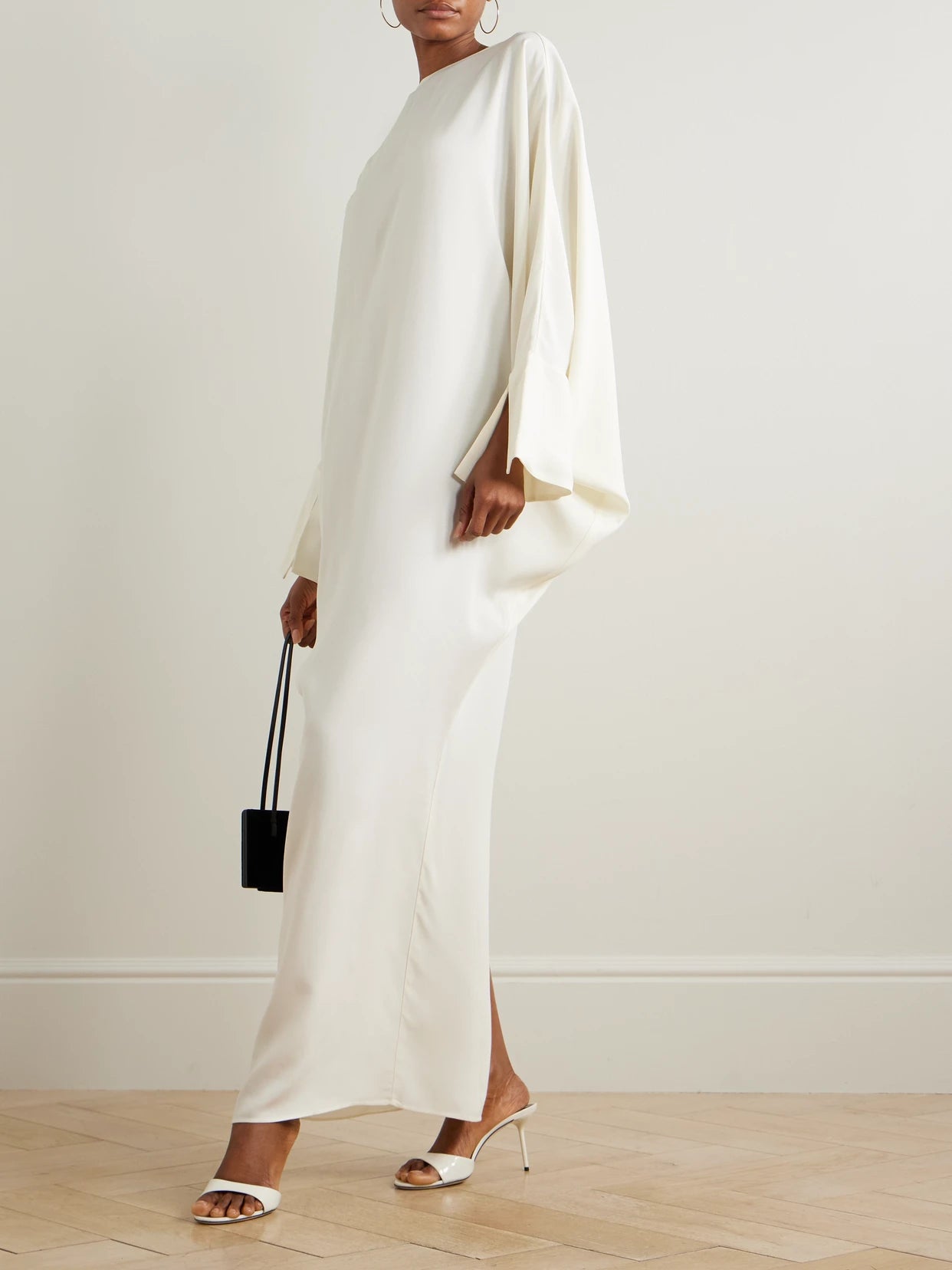 Image of Dresses. Product name - Truman Draped Crepe Gown in Cream colour by brand - Taller Marmo