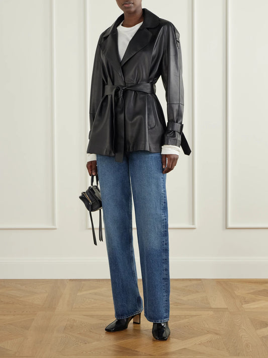 Image of Boots. Product name - Billie Stripe 55 Patent-trimmed Leather Ankle Boots in Black colour by brand - Aeyde