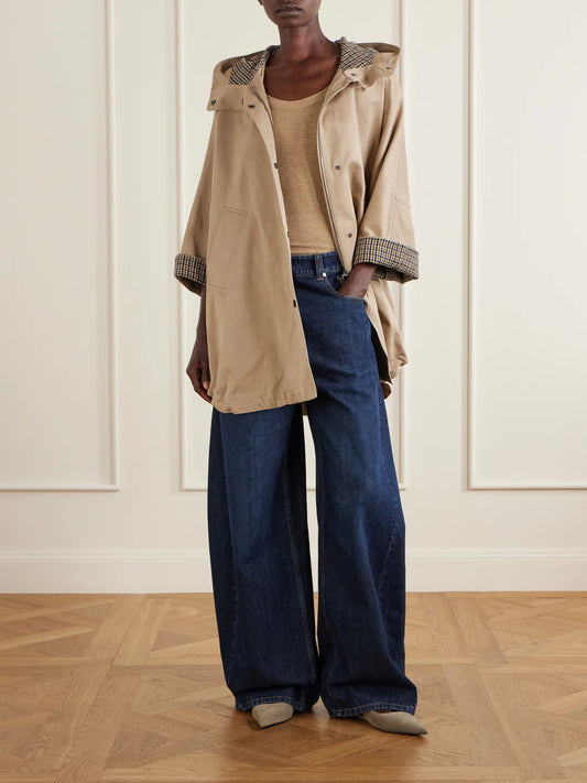 Image of Coats & Jackets. Product name - Cotton And Linen-blend Coat in Light brown colour by brand - Brunello Cucinelli