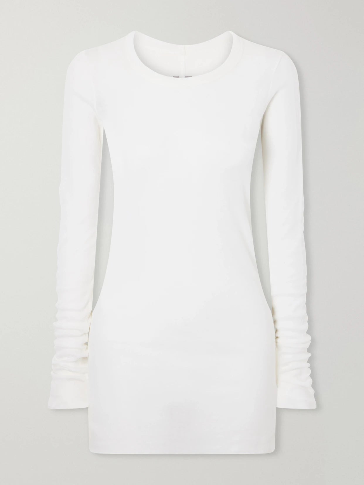 Image of a model wearing Tops. Product name - Cotton-jersey T-shirt in Off-white colour by brand - Rick Owens