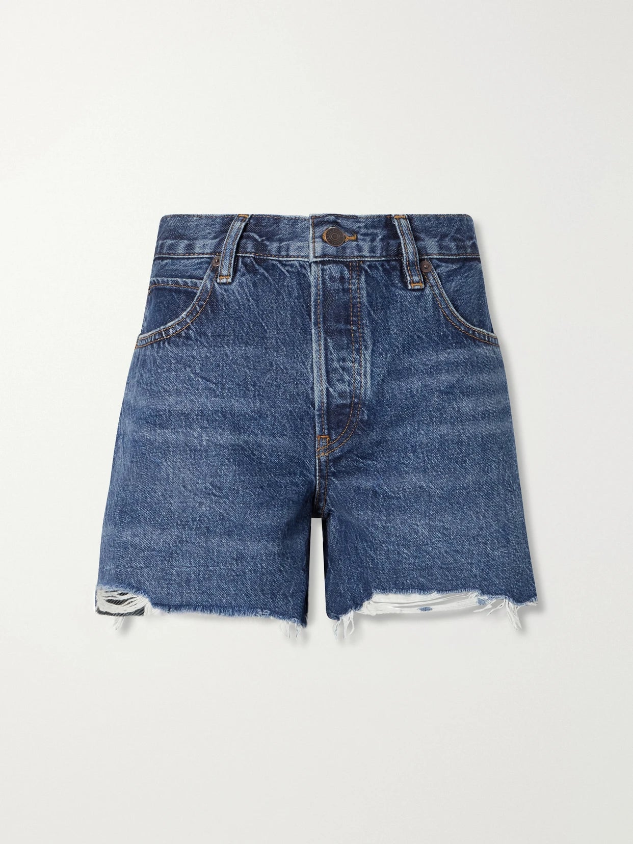 Mid Rise Denim Shorts